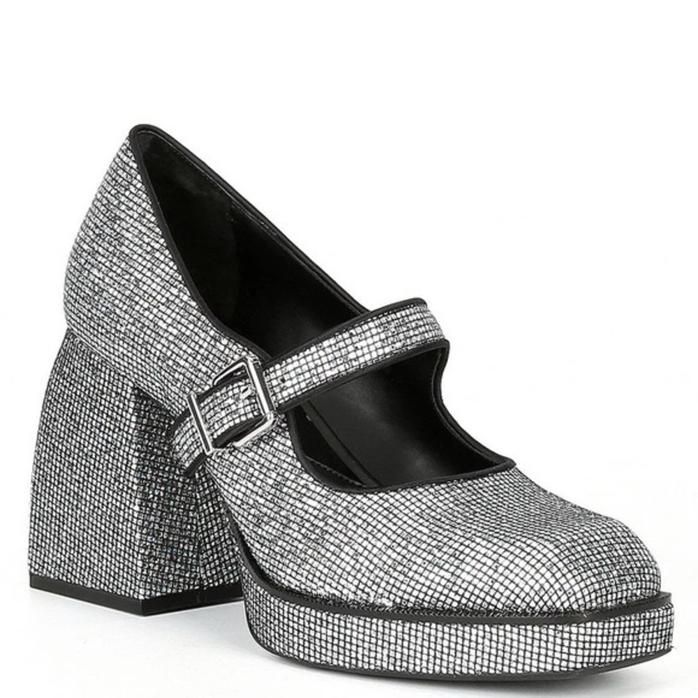 GB Gianni Bini Sparkle Silver Metallic Platform Heels